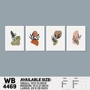 DDecorator Leaf With Abstract Art (Set of 4) Wall Board And Wall Canvas - WB4469