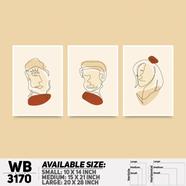 DDecorator Modern Leaf One Line Art ArtWork Wall Decor - (Set of 3) WB3170