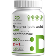 DEAL SUPPLEMENT R Alpha Lipoic Acid 600 mg With Benfotiamine 300 mg Per Serving 120 Veggie Capsules image