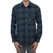 DEEN Deep Navy Tartan Plaid Flannel Shirt image
