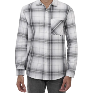 DEEN Soft Grey Minimal Plaid Flannel Shirt image