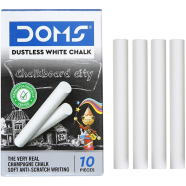 DOMS Non Toxic Dustless White Chalk 10 Pcs