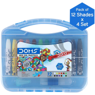 DOMS Non-Toxic Hexagonal Jumbo Oil Pastel Set in Plastic Carry Case (12 Assorted Shades x 4 Set)