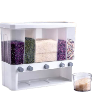 DYRABREST 5 in 1 Dry Food Dispenser Large Capacity Grain Dispenser Rice dispenser with Cup for Kitchen Small Granular Grain image