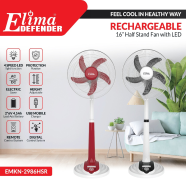 Defender EMKN-2986HSR 16 Inch Rechargeable Stand Fan with LED Light Remote Control and AC DC Support image