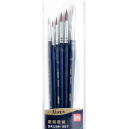 Deli Round Bristle Brush Set for Acrylics And Oil (Set of 6, Black) image