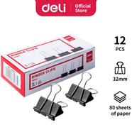 Deli Binder Clip, 32 mm - Black (1 Box) - E38563 icon