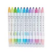 Deli Double Head Highlighter Set 12 Colors Highlighter Rainbow Pastel Assorted Colours image