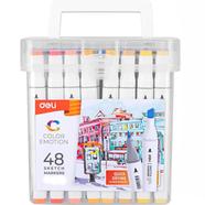 Deli Sketch Markers Set, Double Tipped Fine and Chisel, Markers for Adult Coloring Professional, Artist Color Markers 48 Colors image