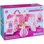 Deluxe Bedroom Girl's Play House Toys Pink Portable Carry Case With Doll House Furniture and Many more Interesting Toys for Girl