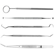 Dental Mouth Mirror Stainless Steel Tweezers Elbow Probe Dentist Instrument Set image