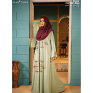 Glam Touch Designer Embroidery Abaya Lime image
