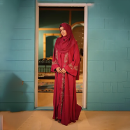 Glam Touch Designer Karchupi Kimono Koti | Maroon image