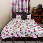 Digital Home Tex Cotton 8.5/7.5 Feet Double Size Bedsheet With Two Pillow Covers image