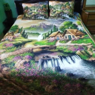 Digital Home Tex Cotton Fabric 7/8ft Large Size 1 Bed Sheet and 2 Pillow Covers image