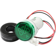 Digital Plastic Ammeter 0-100A Load Tester LED Indicator Pilot Lamp Light Ampere Meter 22 mm With CT Round Shape image