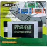 Digital Wall Clock LCD Large Number Time Temperature Calendar Alarm Table Desk Clock Modern Design Office Home Silver image