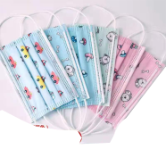 Disposable medium facec girls hijab face / children's / student baby masks breathable three-layer meltblown cloth printing cartoon masks-10pcs icon