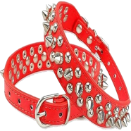 Dog Collars,Rhinestone Dog Collar,Bling Collar and Adjustable Soft Leather Necklace Collar for Small and Medium Dogs image