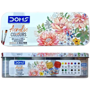 Doms Acrylic Paints Set With Iron Box 12 Shades x 15 ml image