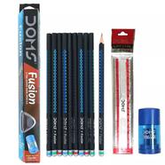 Doms Fusion X-Tra Super Dark Pencils - 10pcs With Free 1 Eraser 1 Sharpner image