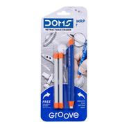 Doms Groove Retractable Eraser | Groove for Better Grip with Excellent Erasing Performance | Free 2 Refill Eraser with This Pack image