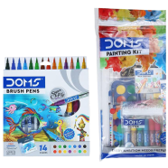 Doms Non-Toxic Brush Pen 14 Assorted Shades Plus 1 Set Painting Kit Combo Pak image