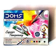 Doms Water Colour Paint 6 Color Tubes box 1pc Brush 1pc Palette for Water Painting image
