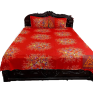 Double King Size Cotton Bed Sheet With Matching 2 Pillow Covers - Multicolor - Bed Sheet image