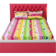 Double King Size Flat Bed Sheet Set (7.5 By 8.5 Feet) With Two Pillow Covers image