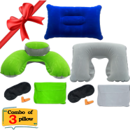 Double Part Inflatable Travelling Pillow 3Pcs (Combo Offer) image