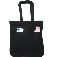 Double Pocket Canvas Tote Bag with Zipper icon