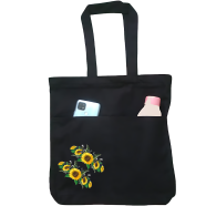 Double Pocket Canvas Tote Bag with Zipper image