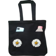 Double Pocket Canvas Tote Bag with Zipper image