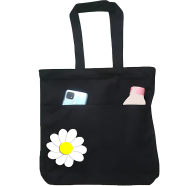 Double Pocket Canvas Tote Bag with Zipper image