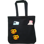 Double Pocket Canvas Tote Bag with Zipper image