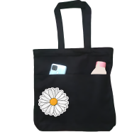 Double Pocket Canvas Tote Bag with Zipper image