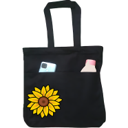 Double Pocket Canvas Tote Bag with Zipper image