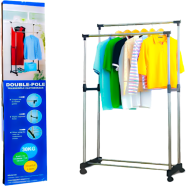 Double Pole Cloth Hanger – Stainless Steel Durable Clothes Rack image