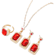 Double Stone Luxury Clavicle Chain Design Neckless Set For Stylish Girls 4Pcs Set image