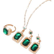 Double Stone Luxury Clavicle Chain Design Neckless Set For Stylish Girls 4Pcs Set image