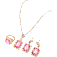 Double Stone Luxury Clavicle Chain Design Neckless Set For Stylish Girls 4Pcs Set image