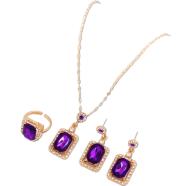 Double Stone Luxury Clavicle Chain Design Neckless Set For Stylish Girls 4Pcs Set image