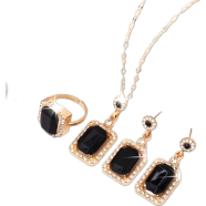 Double Stone Luxury Clavicle Chain Design Neckless Set For Stylish Girls 4Pcs Set image