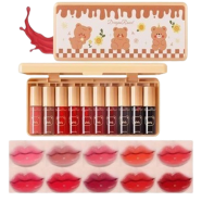 Dragon Ranee 10 Colors Lip Tint Stain Set, Korean Moisturizing Lip Gloss Velvet Mini Liquid Lipstick, Lightweight, Long-Lasting Waterproof Lips Makeup image