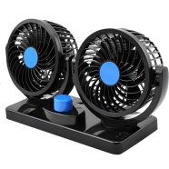 Dual Head Car Dashboard Fan – 360 Degree Rotating USB Cooling Fan (12V) image