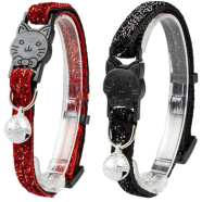 Duvo Plus Adjustable Nylon With Glitter Mix Cat Collar With Bell image