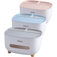 Ecoco PVC Multifunctional Tissue Box with Pen and Remote Holder – Cosmetic Storage Organizer image
