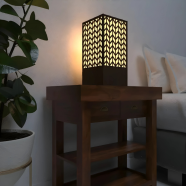 Ednfy Minimalist Wooden Lamp | Warm Ambient Table Light for Home and Office | Modern Japanese Style Laser-Cut Lamp for Bedroom Decor image