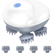 Electric Scalp Massager for Men Women, Handheld Cat Dog Pet Head Massager with 4 Massage Heads, 3 Speeds, Waterproof Massager for Soothing Muscles Joints, Hair Growth image